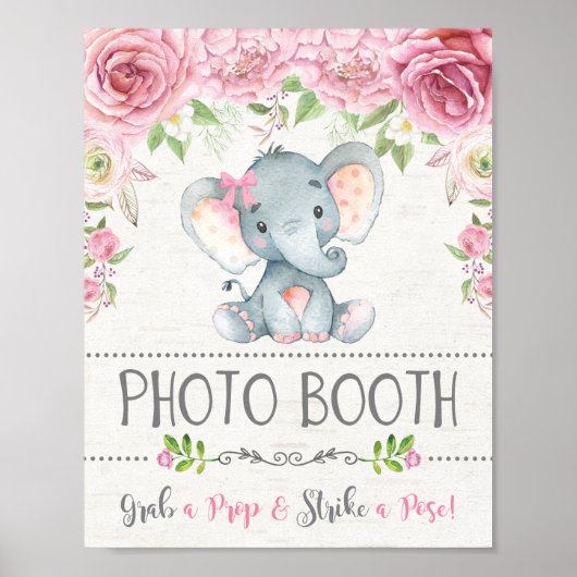 Élément de décoration de photomaton éléphant Roses (Devant)