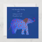 Élément de dessin d'éléphant bleu Invitation Boule (Dos)
