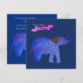 Élément de dessin d'éléphant bleu Invitation Boule (Devant / Derrière)
