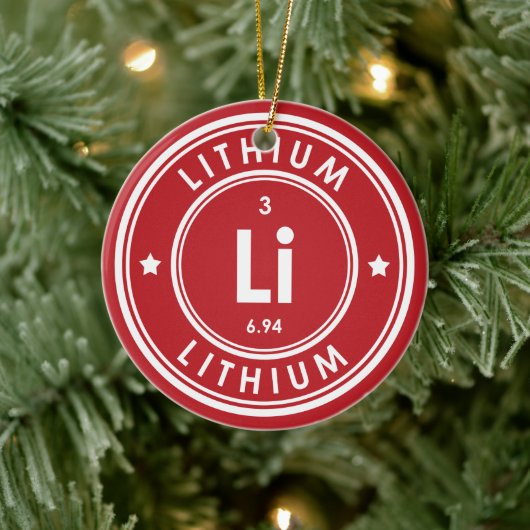 Élément de lithium Ornement en céramique rouge (Arbre)