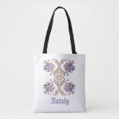 élément doré damassé floral. Sac fourre-tout (Devant)