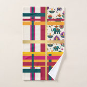 Élément Géométrique Coloré de Paon d'Éléphant Indi (Serviette à main)