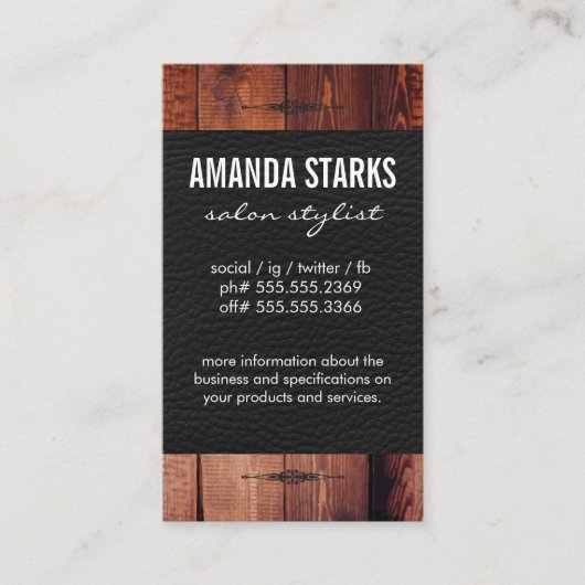 Element Hout Graanleder Visitekaartje (Voorkant)