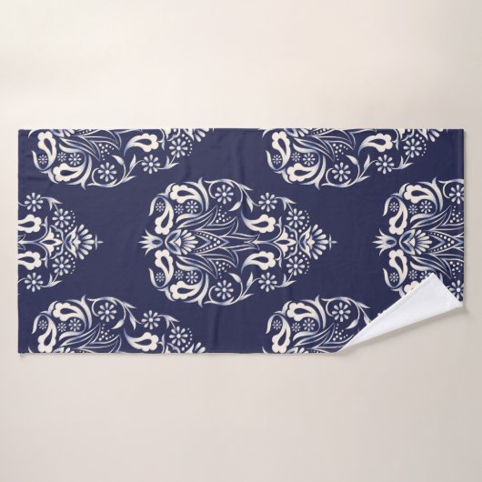 élément motif transparent damassé bleu (Serviette de bain)