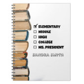 Elementair Afstuderen Ms. President T-Shirt Notitieboek (Voorkant)