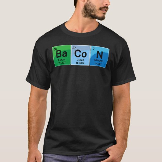 Elementair Bacon Periodic Table Word T-shirt (Voorkant)