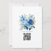 Elementair blauw en gouden bloemhuwelijk kaart (Achterkant)