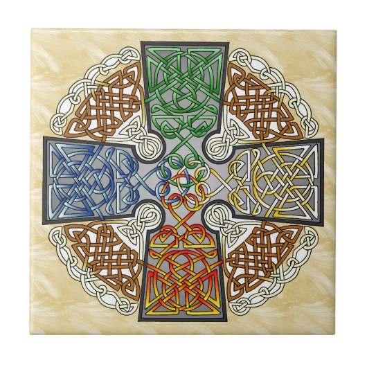 Elementair Celtic Cross Medallion Tegeltje (Voorkant)