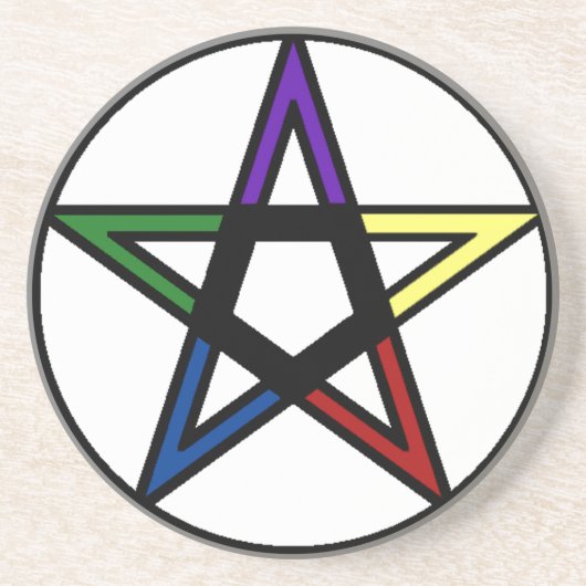 Elementair pentacle zandsteen onderzetter (Voorkant)