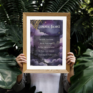 Elementaire Balans Paarse Nachtelijke Hemel Heiden Poster
