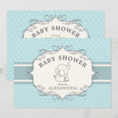 Élémentaire Bébé Éléphant | Invitation Baby Shower (Devant / Derrière)