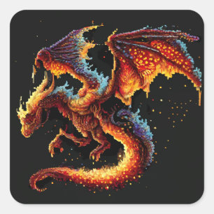 Elementaire dragon Fire Vierkante Sticker
