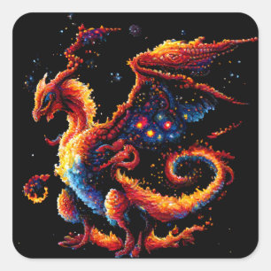 Elementaire dragon Fire Vierkante Sticker