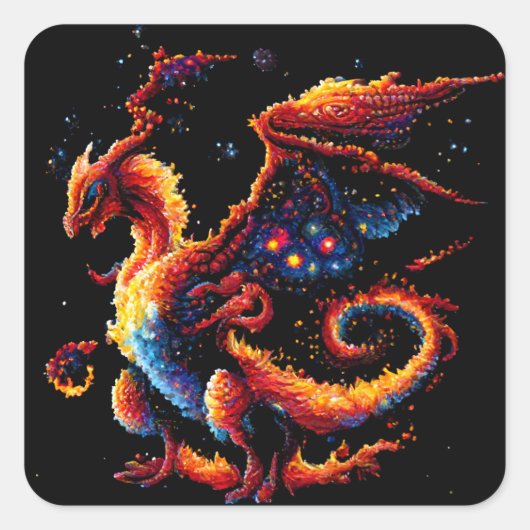 Elementaire dragon Fire Vierkante Sticker (Voorkant)