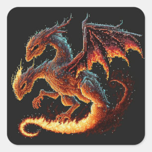 Elementaire dragon Fire Vierkante Sticker