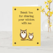 Elementaire leraar (van student) Owl Dank u Kaart (Gele Bloem)