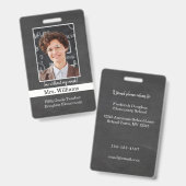 Elementaire school leraar foto-ID-kaart geen maske Badge (Voor- en achterkant)
