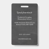 Elementaire school leraar foto-ID-kaart geen maske Badge (Achterkant)