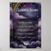 Elemental Balance Purple Night Sky Pagan Prayer Poster (Voorkant)