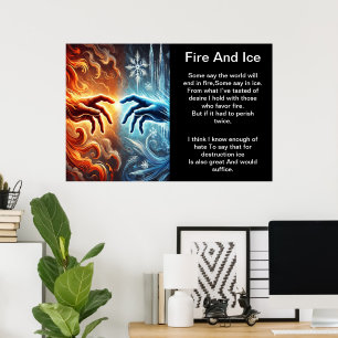 Elemental Embrace: vuur en ijs Poster