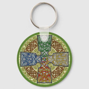 Elemental-getextureerde Keltische kruismedaille Sleutelhanger
