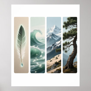 Elemental Natuur Feather Wave Mountain Pine Poster