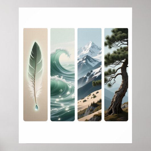 Elemental Natuur Feather Wave Mountain Pine Poster (Voorkant)