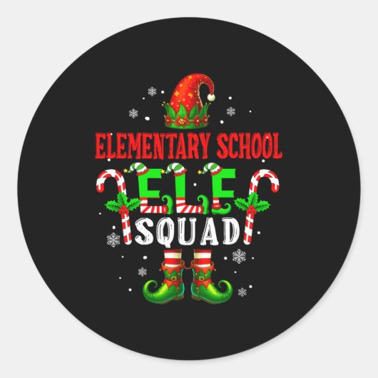 Elementary School Elf Squad Xmas Elf Hat Scute Ss  Ronde Sticker (Voorkant)