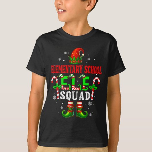 Elementary School Elf Squad Xmas Elf Hat Scute Ss T-shirt (Voorkant)