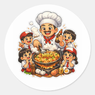 elementary school kids chef family cooking cartoon ronde sticker