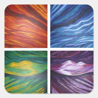 Elementen acryl abstract schilderen vierkante sticker