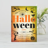  elementen oranje volwassen Halloween feest Kaart (Staand voorkant)