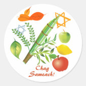 Elementen van Sukkot Ronde Sticker (Voorkant)