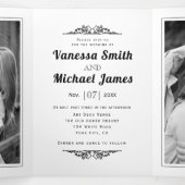 elementen, zwarte, witte troupografie bruiloft drieluik uitnodiging (Binnenkant midden)