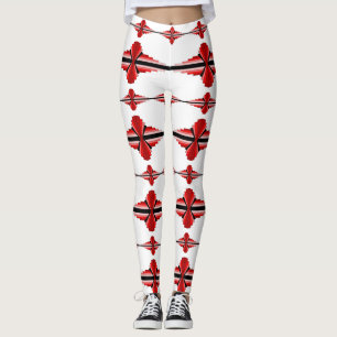 Éléments Art déco dans les leggings rouges profond