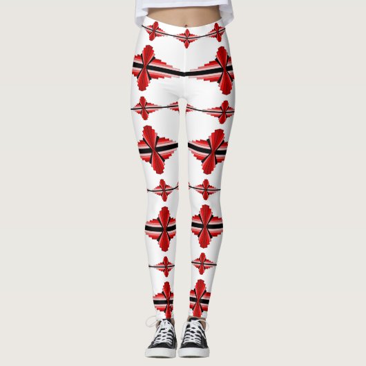 Éléments Art déco dans les leggings rouges profond (Devant)