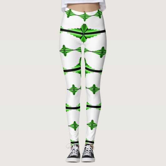 Éléments Art déco dans les leggings verts profonds (Devant)