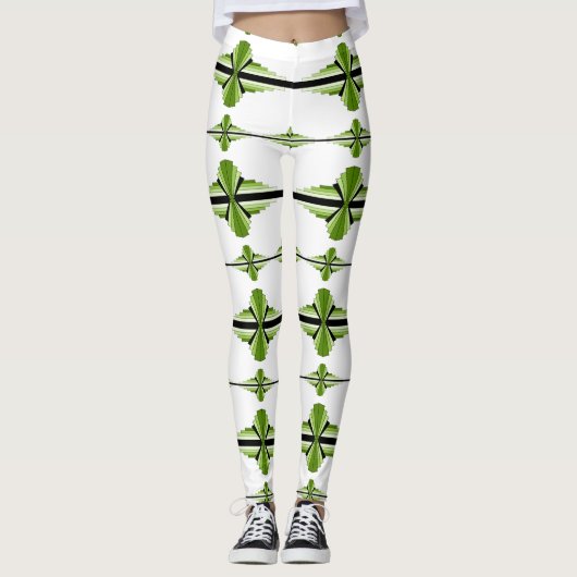 Éléments Art déco en leggings vert mousse (Devant)