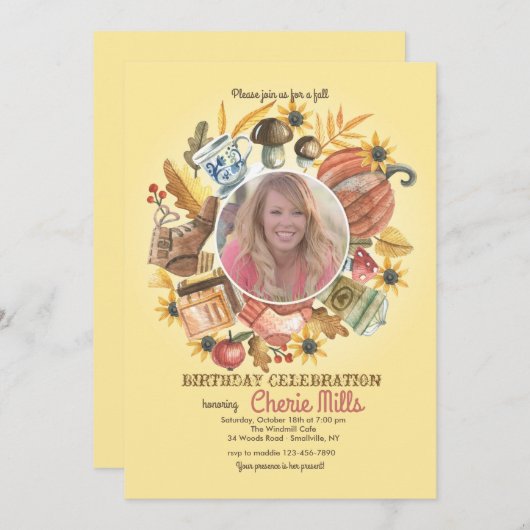 Eléments Automne Photo Invitation (Devant / Derrière)