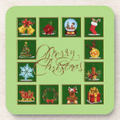 Eléments de Noël Dessous de verre vert citron (Devant)