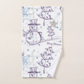 Éléments de Noël Sketch de Snowman (Serviette à main)