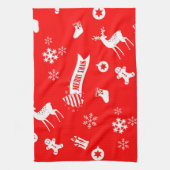 Eléments de serviette de cuisine rouge de Noël (Vertical)