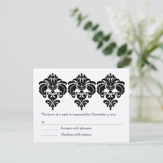 Éléments floraux Damas noirs RSVP (Debout devant)