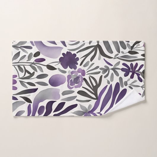 Eléments floraux en violet (Serviette à main)