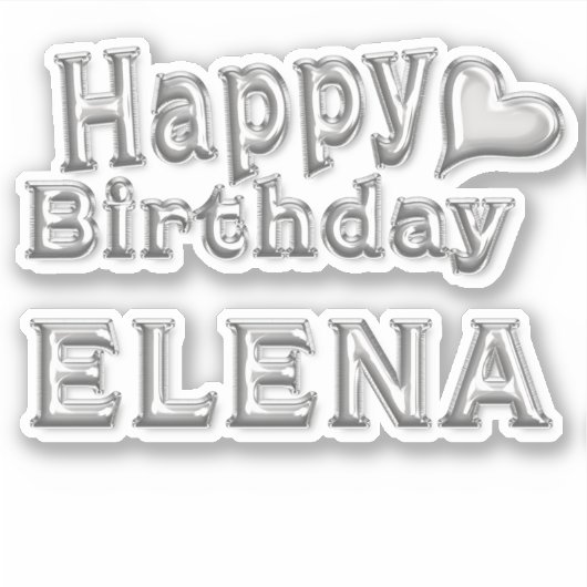 Elena Happy Birthday silver Aufkleber Sticker (Voorkant)