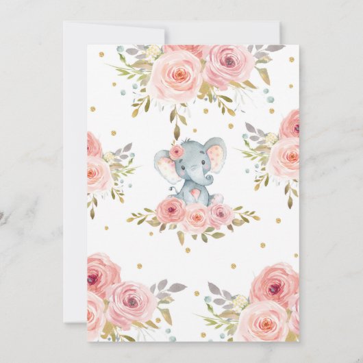 Elephant 2e anniversaire Invitation fille rose flo (Dos)