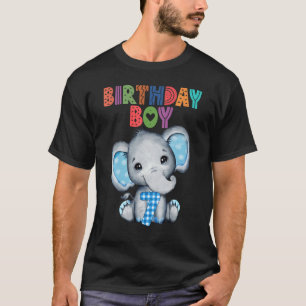 Elephant 7th Birthday Boy Kinder 7 Yne Old Elephan T-shirt
