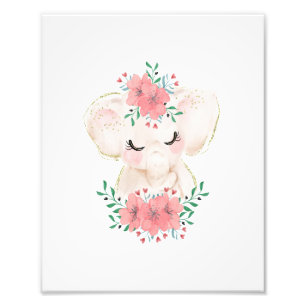 Éléphant à l'aquarelle avec impression photo de fl