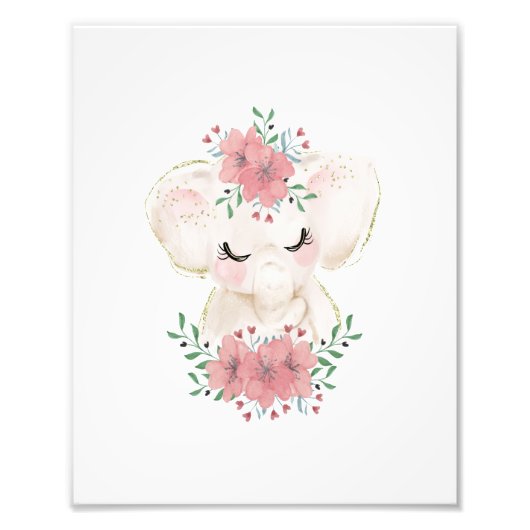 Éléphant à l'aquarelle avec impression photo de fl (Devant)