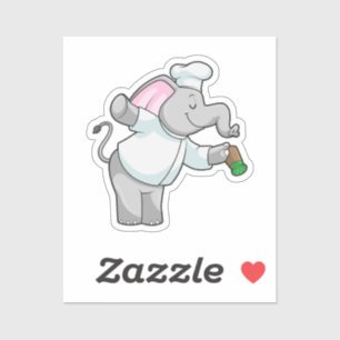 Elephant als Chef met zoutschudder Sticker